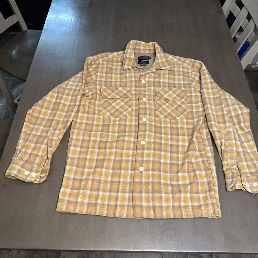 Pendleton Original Board Shirt Men's Sm 100% Virgin Wool Loop Collar Plaid